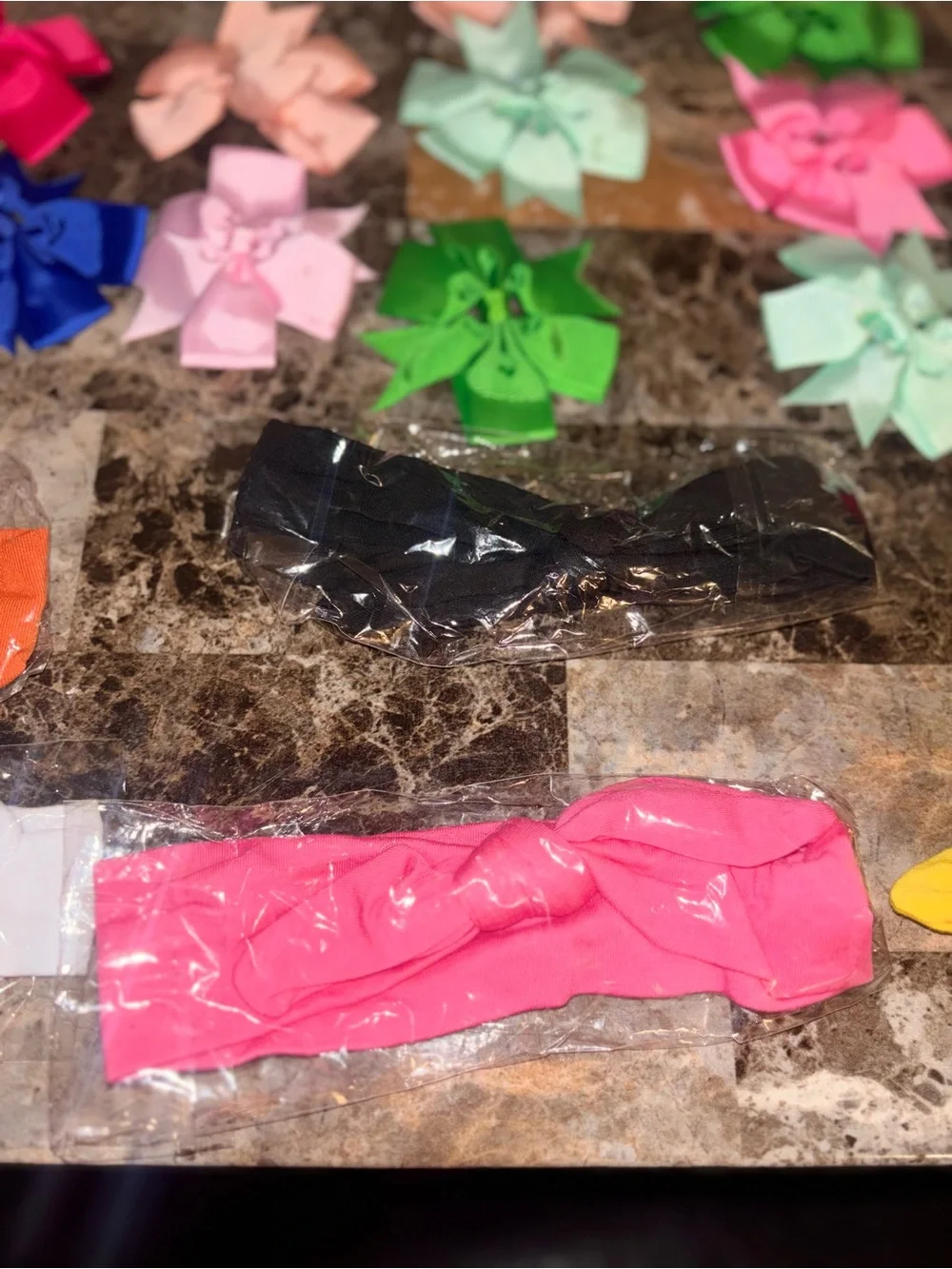 Kids Pink Headband with Assorted Color Bow Clips